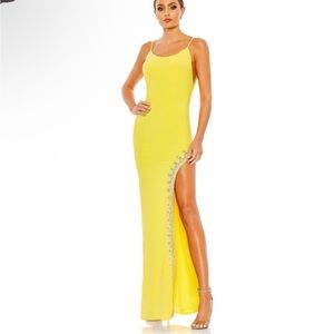 NWT MAC DUGGAL RHINESTONE ENCRUSTED SIDE SLIT CAMI BODYCON GOWN